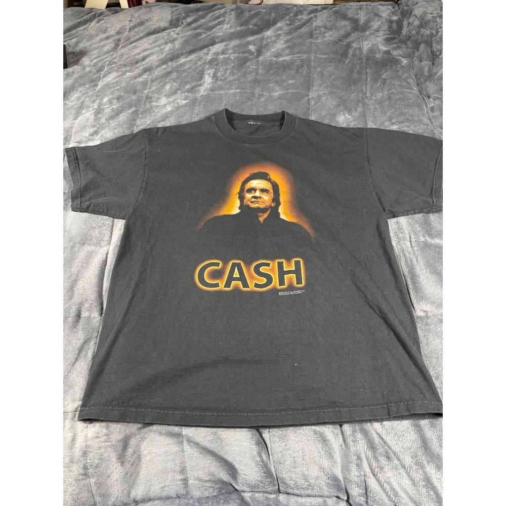 Johnny Cash Zion Rootswear Graphic T-Shirt Black 2004 Portrait Mens XL 5856